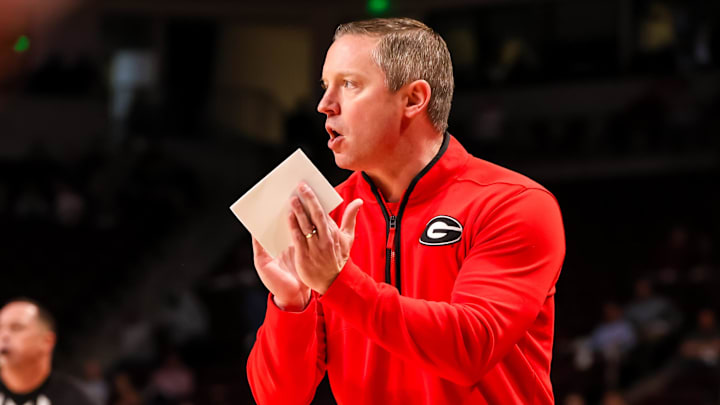Mar 4, 2025; Columbia, South Carolina, USA; Georgia Bulldogs head coach Mike White directs his team against the South Carolina Gamecocks in the first half at Colonial Life Arena. Mandatory Credit: Jeff Blake-Imagn Images Mar 4, 2025; Columbia, South Carolina, USA; Georgia Bulldogs head coach Mike White directs his team against the South Carolina Gamecocks in the first half at Colonial Life Arena. Mandatory Credit: Jeff Blake-Imagn Images