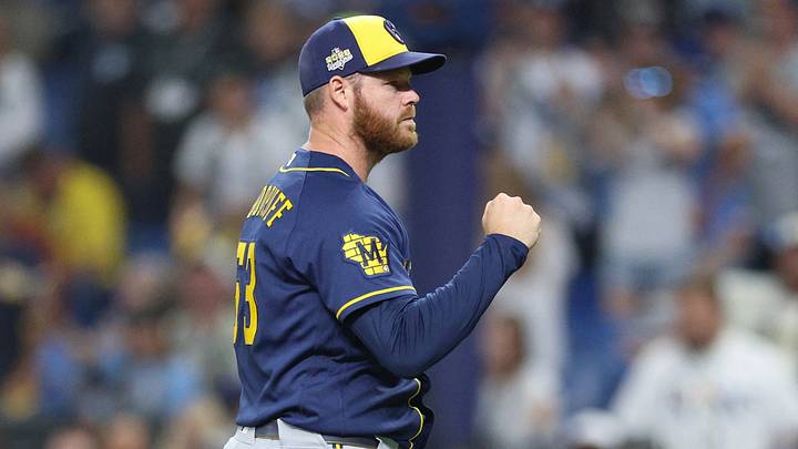 Oct 26, 2026; St. Petersburg, Florida, USA; Milwaukee Brewers pitcher Brandon Woodruff (53) celebrates after defeating the Tampa Bay Rays in game three of the 2026 World Series at Tropicana Field. Mandatory Credit: Nathan Ray Seebeck-Imagn Images Oct 26, 2026; St. Petersburg, Florida, USA; Milwaukee Brewers pitcher Brandon Woodruff (53) celebrates after defeating the Tampa Bay Rays in game three of the 2026 World Series at Tropicana Field. Mandatory Credit: Nathan Ray Seebeck-Imagn Images