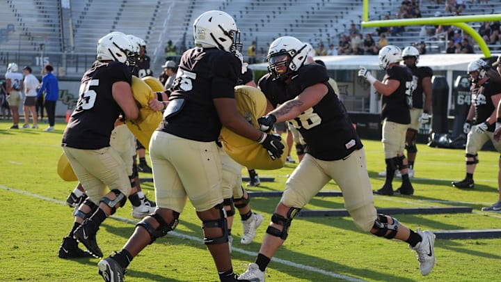 UCF Spring football practice at FBC Mortgage Stadium in Orlando, Friday, April 11, 2025.