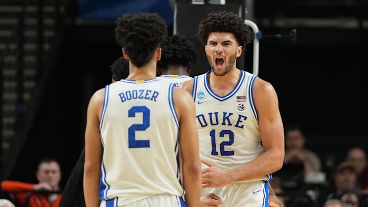 Duke forward Cameron Boozer and guard Cayden Boozer lead the Blue Devils against UConn in the Elite Eight. Duke forward Cameron Boozer and guard Cayden Boozer lead the Blue Devils against UConn in the Elite Eight.