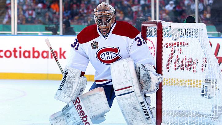 Feb 20, 2011; Calgary, AB, Canada; Montreal Canadiens goalie Carey Price (31) guards the net against the Calgary Flames in the Heritage Classic at McMahon Stadium. The Flames beat the Canadiens 4-0. Mandatory Credit: Tom Szczerbowski-USA TODAY Sports Feb 20, 2011; Calgary, AB, Canada; Montreal Canadiens goalie Carey Price (31) guards the net against the Calgary Flames in the Heritage Classic at McMahon Stadium. The Flames beat the Canadiens 4-0. Mandatory Credit: Tom Szczerbowski-USA TODAY Sports