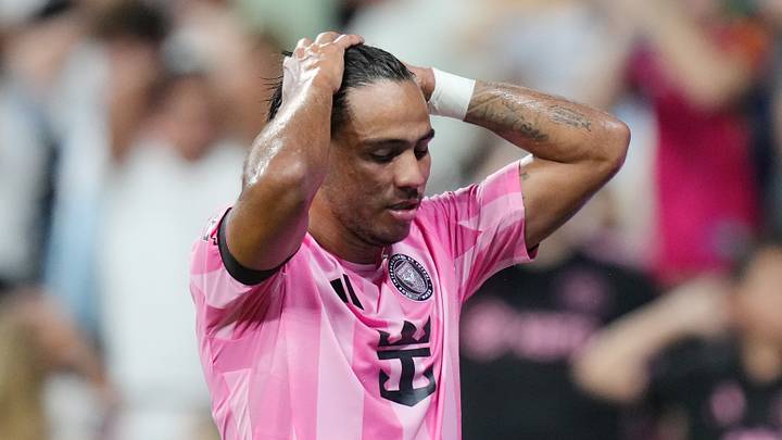 Inter Miami midfielder Telasco Segovia shows his frustration during the Herons' 2-1 Leagues Cup loss Saturday to CF Monterrey.