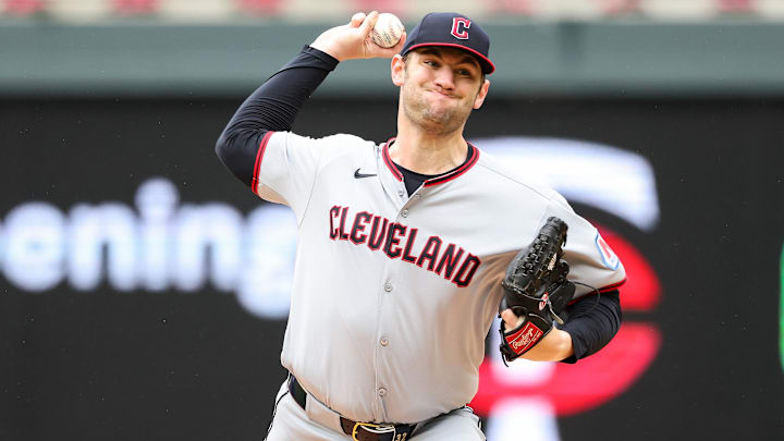 May 21, 2025; Minneapolis, Minnesota, USA; Cleveland Guardians starting pitcher Gavin Williams (32) delivers a pitch against the Minnesota Twins in the first inning during game two of a doubleheader at Target Field. Mandatory Credit: Matt Krohn-Imagn Images May 21, 2025; Minneapolis, Minnesota, USA; Cleveland Guardians starting pitcher Gavin Williams (32) delivers a pitch against the Minnesota Twins in the first inning during game two of a doubleheader at Target Field. Mandatory Credit: Matt Krohn-Imagn Images