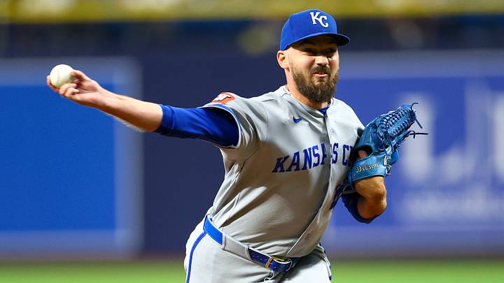 Jun 22, 2026; St. Petersburg, Florida, USA; Kansas City Royals pitcher John Schreiber (46) throws a pitch against the Tampa Bay Rays in the eighth inning at Tropicana Field. Mandatory Credit: Nathan Ray Seebeck-Imagn Images Jun 22, 2026; St. Petersburg, Florida, USA; Kansas City Royals pitcher John Schreiber (46) throws a pitch against the Tampa Bay Rays in the eighth inning at Tropicana Field. Mandatory Credit: Nathan Ray Seebeck-Imagn Images