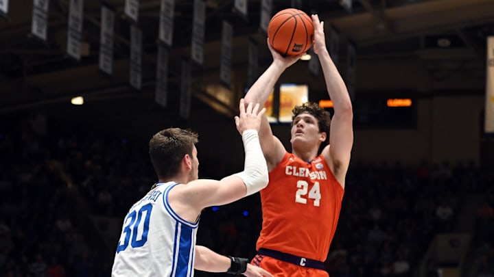 Jan 27, 2024; Durham, North Carolina, USA; Clemson Tigers center PJ Hall (24)