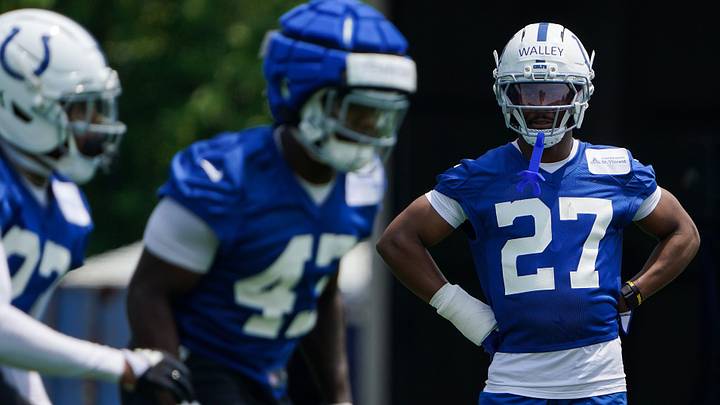 Indianapolis Colts cornerback Justin Walley (27) stands on the field Tuesday, June 10, 2025, during NFL Colts mandatory mini camp at the Indiana Farm Bureau Football Center in Indianapolis. Indianapolis Colts cornerback Justin Walley (27) stands on the field Tuesday, June 10, 2025, during NFL Colts mandatory mini camp at the Indiana Farm Bureau Football Center in Indianapolis.