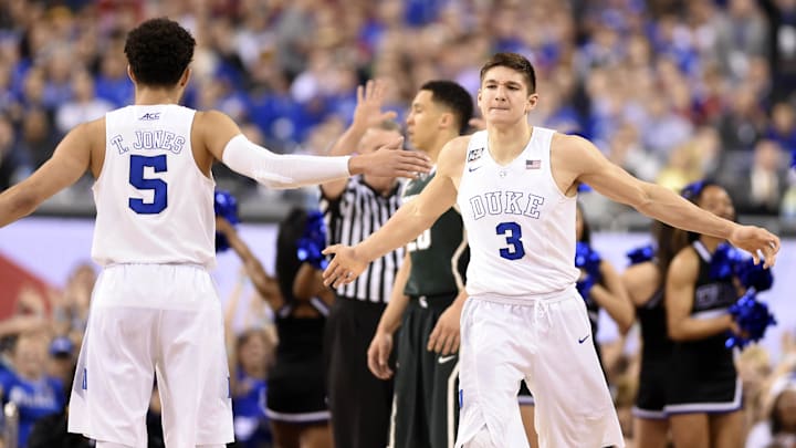 Duke basketball guards Tyus Jones and Grayson Allen Duke basketball guards Tyus Jones and Grayson Allen