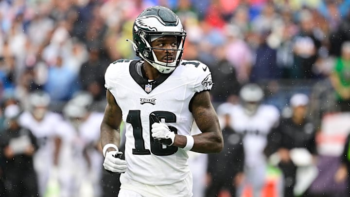 Sep 10, 2023; Foxborough, Massachusetts, USA; Philadelphia Eagles wide receiver Quez Watkins (16)