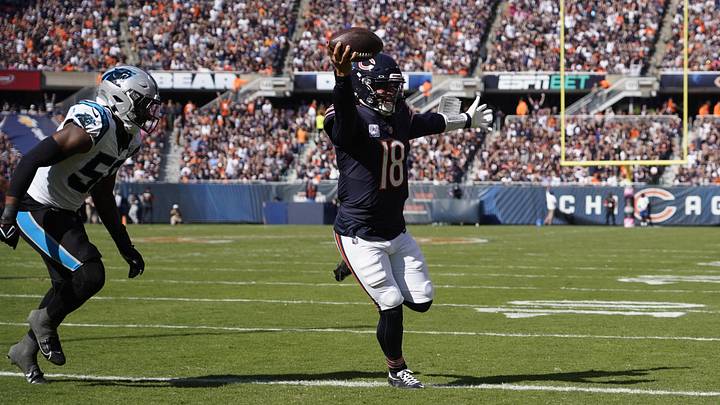 Caleb Williams finds the end zone during a 2024 game against Carolina, team the Bears face in the opener. Caleb Williams finds the end zone during a 2024 game against Carolina, team the Bears face in the opener.