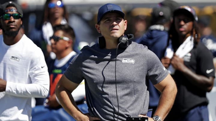 Oct 12, 2025; Jacksonville, Florida, USA; Seattle Seahawks head coach Mike MacDonald looks on before the game against the Jacksonville Jaguars at EverBank Stadium. Mandatory Credit: Travis Register-Imagn Images Oct 12, 2025; Jacksonville, Florida, USA; Seattle Seahawks head coach Mike MacDonald looks on before the game against the Jacksonville Jaguars at EverBank Stadium. Mandatory Credit: Travis Register-Imagn Images
