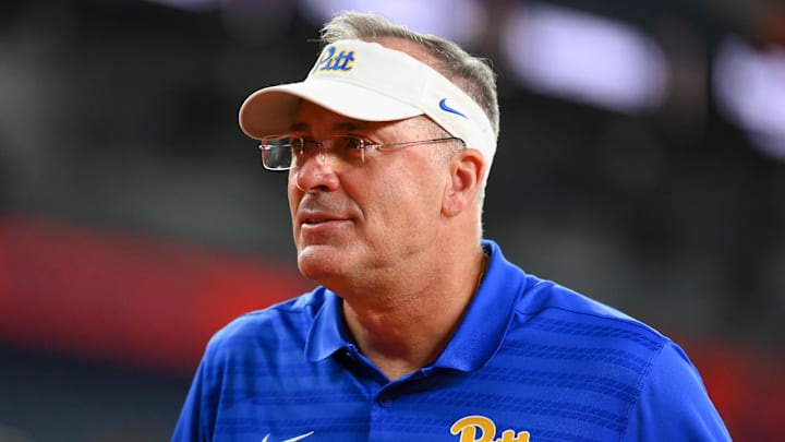 Oct 18, 2025; Syracuse, New York, USA; Pittsburgh Panthers head coach Pat Narduzzi looks on prior to the game against the Syracuse Orange at the JMA Wireless Dome. Mandatory Credit: Rich Barnes-Imagn Images Oct 18, 2025; Syracuse, New York, USA; Pittsburgh Panthers head coach Pat Narduzzi looks on prior to the game against the Syracuse Orange at the JMA Wireless Dome. Mandatory Credit: Rich Barnes-Imagn Images