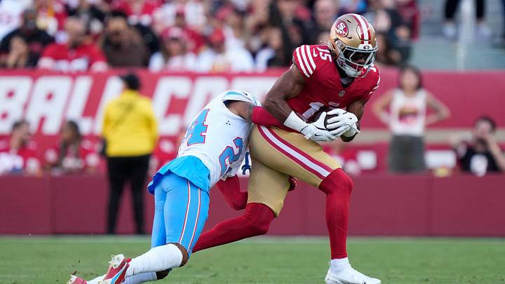 August 13, 2026; Santa Clara, California, USA; San Francisco 49ers wide receiver De'zhaun Stribling (15) is tackled by Tennessee Titans cornerback Alontae Taylor (24) during the first quarter at Levi's Stadium. Mandatory Credit: Kyle Terada-Imagn Images August 13, 2026; Santa Clara, California, USA; San Francisco 49ers wide receiver De'zhaun Stribling (15) is tackled by Tennessee Titans cornerback Alontae Taylor (24) during the first quarter at Levi's Stadium. Mandatory Credit: Kyle Terada-Imagn Images