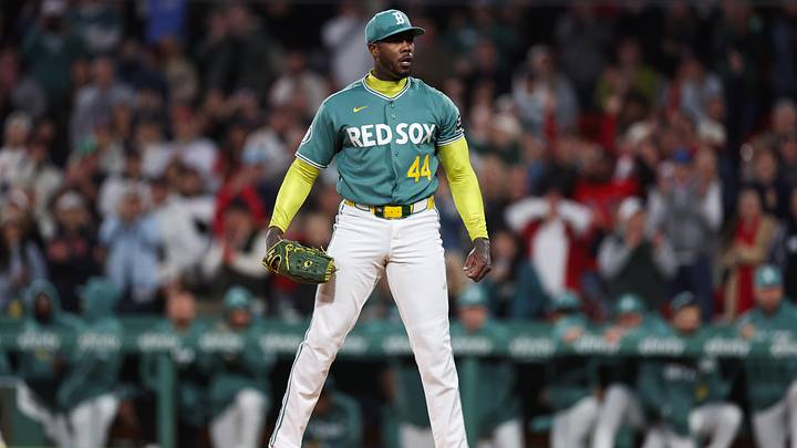 May 8, 2026; Boston, Massachusetts, USA; Boston Red Sox relief pitcher Aroldis Chapman (44) reacts during the ninth inning against the Tampa Bay Rays at Fenway Park. Mandatory Credit: Paul Rutherford-Imagn Images May 8, 2026; Boston, Massachusetts, USA; Boston Red Sox relief pitcher Aroldis Chapman (44) reacts during the ninth inning against the Tampa Bay Rays at Fenway Park. Mandatory Credit: Paul Rutherford-Imagn Images