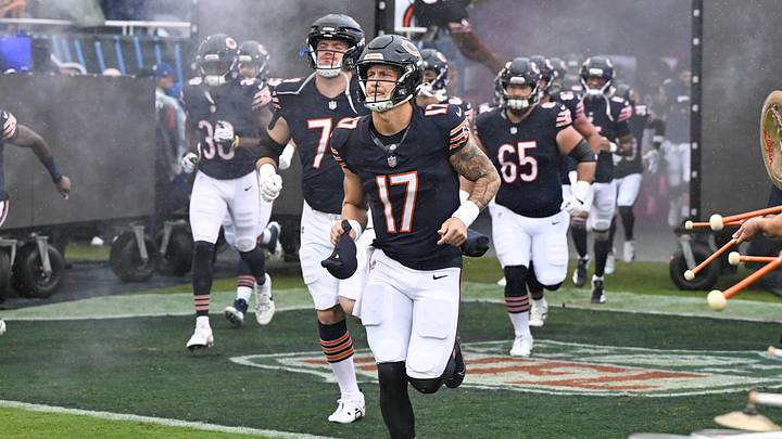 Chicago Bears QB Tyson Bagent runs onto the field before a game at Soldier Field. Mandatory Credit: Matt Marton-Imagn Images Chicago Bears QB Tyson Bagent runs onto the field before a game at Soldier Field. Mandatory Credit: Matt Marton-Imagn Images