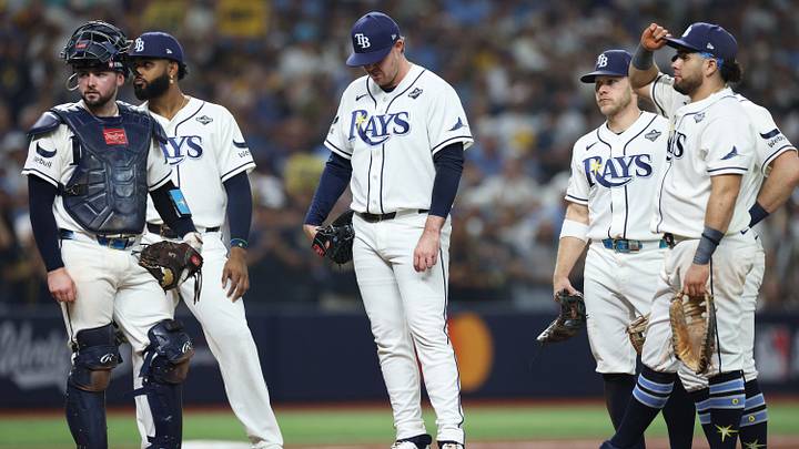 Oct 28, 2026; St. Petersburg, Florida, USA; Tampa Bay Rays pitcher Garrett Cleavinger (60) reacts during the sixth inning against the Milwaukee Brewers in game five of the 2026 World Series at Tropicana Field. Mandatory Credit: Nathan Ray Seebeck-Imagn Images Oct 28, 2026; St. Petersburg, Florida, USA; Tampa Bay Rays pitcher Garrett Cleavinger (60) reacts during the sixth inning against the Milwaukee Brewers in game five of the 2026 World Series at Tropicana Field. Mandatory Credit: Nathan Ray Seebeck-Imagn Images