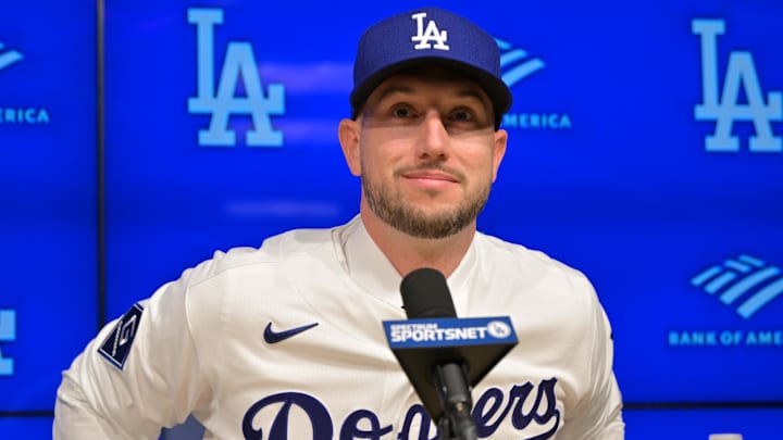 Jan 21, 2026; Los Angeles, CA, USA; Los Angeles Dodgers right fielder Kyle Tucker (23) is introduced to the media during a press conference at Dodger Stadium. Mandatory Credit: Jayne Kamin-Oncea-Imagn Images Jan 21, 2026; Los Angeles, CA, USA; Los Angeles Dodgers right fielder Kyle Tucker (23) is introduced to the media during a press conference at Dodger Stadium. Mandatory Credit: Jayne Kamin-Oncea-Imagn Images