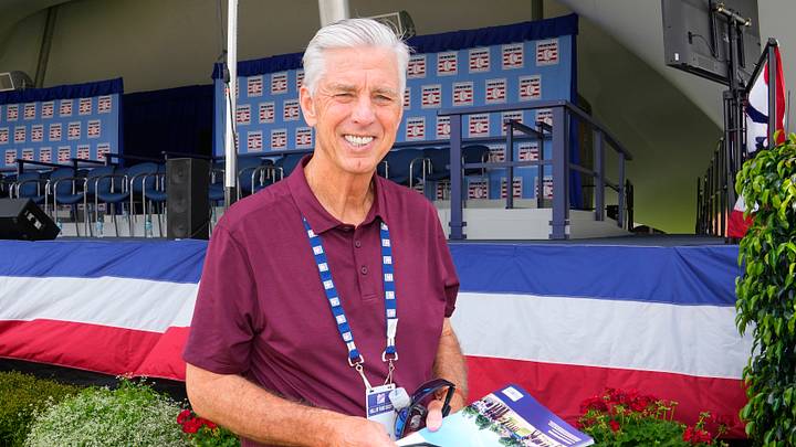 Jul 21, 2024; Cooperstown, New York, USA; Philadelphia Phillies General Manager Dave Dombrowski poses for a photo prior to the National Baseball Hall of Fame Induction Ceremony in Cooperstown, NY. Mandatory Credit: Gregory Fisher-USA TODAY Sports