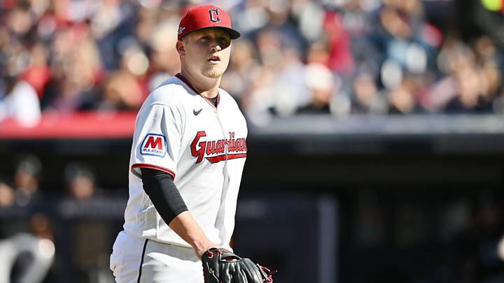 Oct 3, 2026; Cleveland, Ohio, USA; Cleveland Guardians pitcher Parker Messick (77) leaves the game during the fifth inning against the Chicago White Sox in game one of the ALDS for the 2026 MLB Playoffs at Progressive Field. Mandatory Credit: Ken Blaze-Imagn Images Oct 3, 2026; Cleveland, Ohio, USA; Cleveland Guardians pitcher Parker Messick (77) leaves the game during the fifth inning against the Chicago White Sox in game one of the ALDS for the 2026 MLB Playoffs at Progressive Field. Mandatory Credit: Ken Blaze-Imagn Images