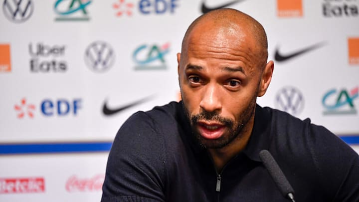 Thierry Henry pendant sa conférence de presse avant d'affronter le Danemark