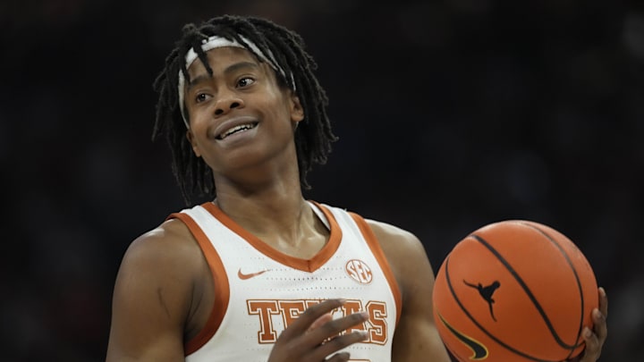 Feb 15, 2025; Austin, Texas, USA; Texas Longhorns guard Tre Johnson (20) during the first half against the Kentucky Wildcats at Moody Center. Mandatory Credit: Scott Wachter-Imagn Images