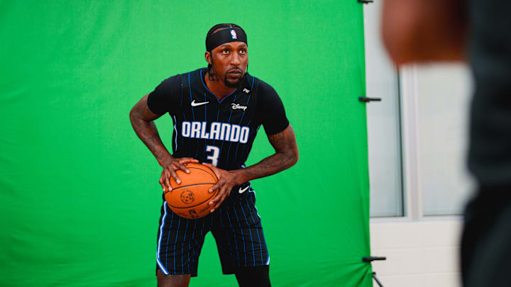 Orlando Magic guard Kentavious Caldwell-Pope poses for a picture during the team's annual Media Day.