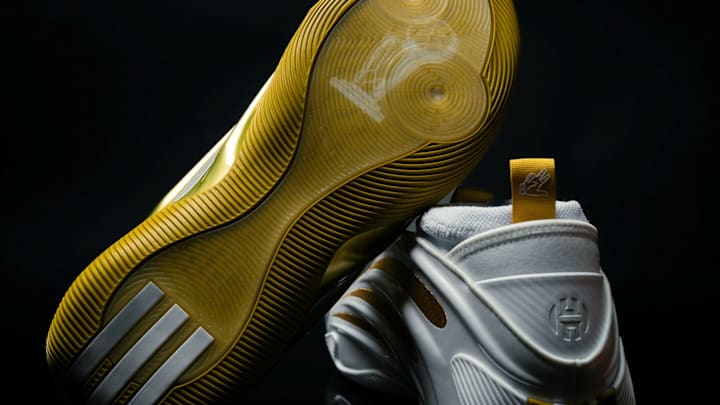 The adidas Harden Vol 9 'Ring Ceremony' colorway. The adidas Harden Vol 9 'Ring Ceremony' colorway.