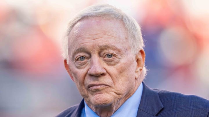 October 8, 2023; Santa Clara, California, USA; Dallas Cowboys owner Jerry Jones before the game against the San Francisco 49ers at Levi's Stadium. Mandatory Credit: Kyle Terada-USA TODAY Sports