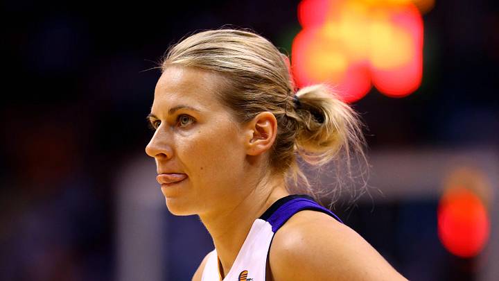 Sep 7, 2014; Phoenix, AZ, USA; Phoenix Mercury guard Anete Jekabsone-Zogota (10) against the Chicago Sky during game one of the WNBA Finals at US Airways Center. The Mercury defeated the Sky 83-62. Mandatory Credit: Mark J. Rebilas-Imagn Images
