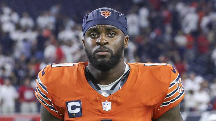 Sep 15, 2024; Houston, Texas, USA; Chicago Bears cornerback Jaylon Johnson (1) after the game against the Houston Texans at NRG Stadium. Mandatory Credit: Troy Taormina-Imagn Images