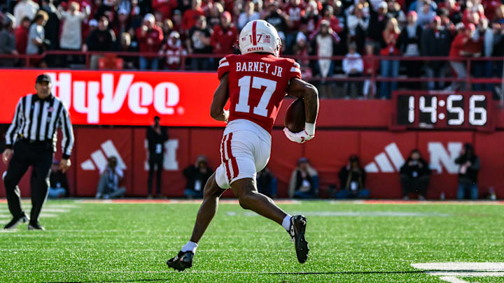 Jacory Barney Jr. returns the game's opening kickoff 45 yards  last season against Wisconsin.