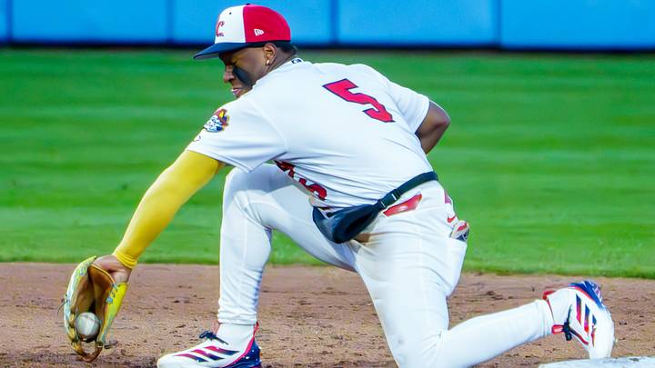 Peoria shortstop Jesús Baéz backhands a tough throw to second for a force out against South Bend during the Chiefs' home opener Tuesday, April 7, 2026, at Dozer Park in Peoria. The Chiefs routed the Cubs 10-1. Peoria shortstop Jesús Baéz backhands a tough throw to second for a force out against South Bend during the Chiefs' home opener Tuesday, April 7, 2026, at Dozer Park in Peoria. The Chiefs routed the Cubs 10-1.