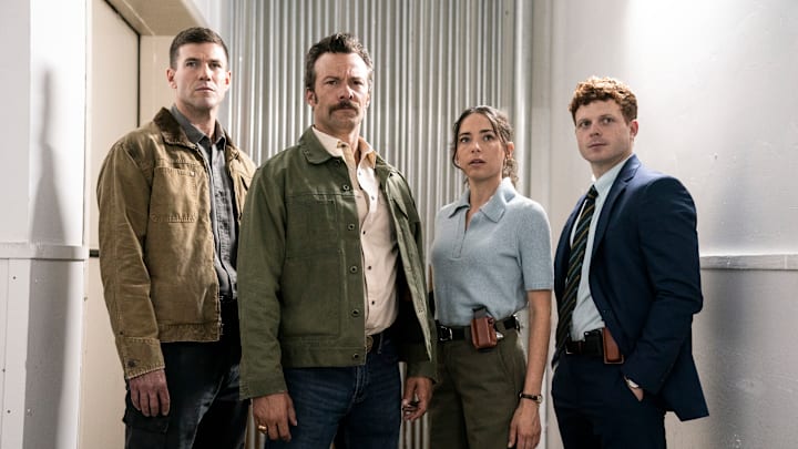 “Bend, Don’t Break” – A murder near Camp Pendleton leads Gibbs and the team to a suburban mall in San Diego, where Gibbs takes matters into his own hands. Jackson Gibbs pays Franks an unexpected visit, on NCIS: ORIGINS, Monday, Oct. 21 (10:00-11:00 PM, ET/PT) on the CBS Television Network, and streaming on Paramount+ (live and on-demand for Paramount+ with SHOWTIME subscribers, or on-demand for Paramount+ Essential subscribers the day after the episode airs)*. Pictured (L-R): Austin Stowell as