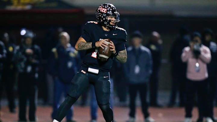 Pittsburg senior quarterback Marley Alcantara may stand only 5 feet, 7 inches, but his game actually bettered the play of 5-star junior quarterback Ryder Lions in a wild 28-27 Northern California Division 1-AA Regional final at Pittsburg High on 12-6-2024. On Friday he and the Pirates go for their first state championship against Oregon-bound QB Akili Smith and the Hornets of Lincoln of San Diego in the CIF State 1-AA title tilt at Saddleback College in Mission Viejo. 