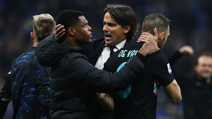 Simone Inzaghi, Stefan de Vrij e Denzel Dumfries