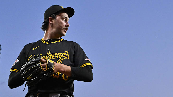 Sep 16, 2024; St. Louis, Missouri, USA; Pittsburgh Pirates starting pitcher Paul Skenes (30) walks off the field after the second inning against the St. Louis Cardinals at Busch Stadium. Mandatory Credit: Jeff Curry-Imagn Images Sep 16, 2024; St. Louis, Missouri, USA; Pittsburgh Pirates starting pitcher Paul Skenes (30) walks off the field after the second inning against the St. Louis Cardinals at Busch Stadium. Mandatory Credit: Jeff Curry-Imagn Images
