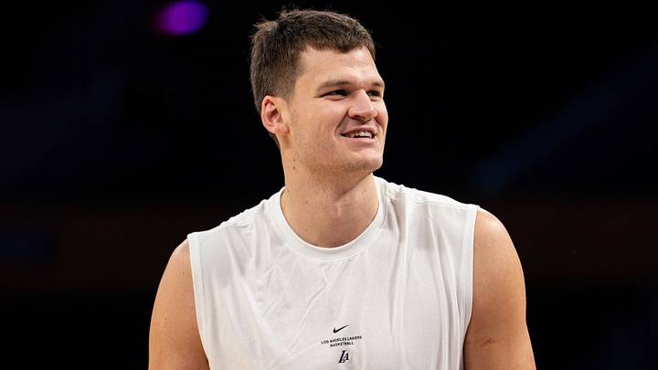 Oct 16, 2026; Los Angeles, California, USA;  Los Angeles Lakers center Walker Kessler (14) during pregame warmups before a against the Denver Nuggets at Crypto.com Arena.  Mandatory Credit: Jon Endow-Imagn Images