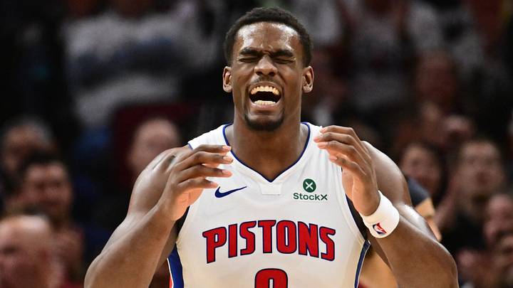 May 11, 2026; Cleveland, Ohio, USA; Detroit Pistons center Jalen Duren (0) reacts after a play against the Cleveland Cavaliers during the second half of game four in the second round of the 2026 NBA Playoffs at Rocket Arena. Mandatory Credit: Ken Blaze-Imagn Images May 11, 2026; Cleveland, Ohio, USA; Detroit Pistons center Jalen Duren (0) reacts after a play against the Cleveland Cavaliers during the second half of game four in the second round of the 2026 NBA Playoffs at Rocket Arena. Mandatory Credit: Ken Blaze-Imagn Images