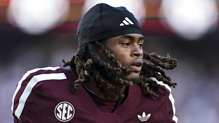 Oct 11, 2025; College Station, Texas, USA; Texas A&M Aggies cornerback Will Lee III (4) prior to the game against the Florida Gators at Kyle Field. 
