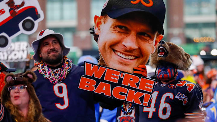Chicago Bears fans hold up a sign before the first round of the 2025 NFL Draft on Thursday, April 24, 2025, at Lambeau Field in Green Bay, Wisconsin. The draft runs through April 26.
Tork Mason/USA TODAY NETWORK-Wisconsin