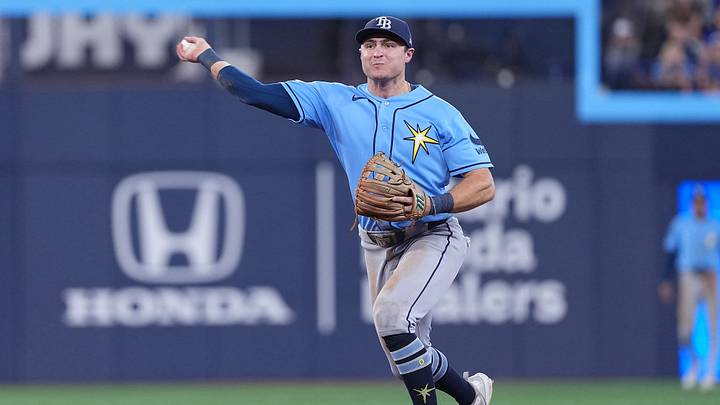 Jul 21, 2026; Toronto, Ontario, CAN; Tampa Bay Rays second baseman Ben Williamson (15) throws to first base for an out against the Toronto Blue Jays during the seventh inning at Rogers Centre. Mandatory Credit: Nick Turchiaro-Imagn Images Jul 21, 2026; Toronto, Ontario, CAN; Tampa Bay Rays second baseman Ben Williamson (15) throws to first base for an out against the Toronto Blue Jays during the seventh inning at Rogers Centre. Mandatory Credit: Nick Turchiaro-Imagn Images