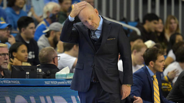 Dec 19, 2025; Los Angeles, California, USA; UCLA Bruins head coach Mick Cronin reacts on the sideline during the second half against the Cal Poly Mustangs at Pauley Pavilion presented by Wescom Financial. Mandatory Credit: Jayne Kamin-Oncea-Imagn Images Dec 19, 2025; Los Angeles, California, USA; UCLA Bruins head coach Mick Cronin reacts on the sideline during the second half against the Cal Poly Mustangs at Pauley Pavilion presented by Wescom Financial. Mandatory Credit: Jayne Kamin-Oncea-Imagn Images
