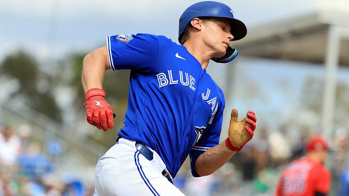 Toronto Blue Jays shortstop Josh Kasevich singles during the fifth inning of a Spring Training game against the Boston Red Sox March 2 at TD Ballpark in Dunedin. Kim Klement Neitzel-Imagn Images