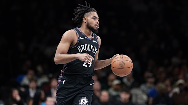 Jan 16, 2026; Brooklyn, New York, USA; Brooklyn Nets guard Cam Thomas (24) dribbles up court against the Chicago Bulls during the first quarter at Barclays Center. Mandatory Credit: Vincent Carchietta-Imagn Images Jan 16, 2026; Brooklyn, New York, USA; Brooklyn Nets guard Cam Thomas (24) dribbles up court against the Chicago Bulls during the first quarter at Barclays Center. Mandatory Credit: Vincent Carchietta-Imagn Images