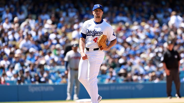 May 5, 2024; Los Angeles, California, USA;  Los Angeles Dodgers pitcher Blake Treinen (49) makes a