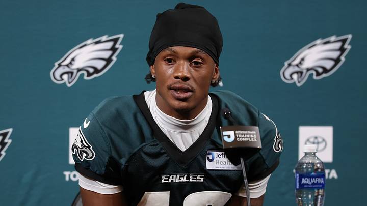 Jun 10, 2026; Philadelphia, PA, USA; Philadelphia Eagles wide receiver Dontayvion Wicks (13) speaks with the media at minicamp at Jefferson Health Training Complex. Jun 10, 2026; Philadelphia, PA, USA; Philadelphia Eagles wide receiver Dontayvion Wicks (13) speaks with the media at minicamp at Jefferson Health Training Complex.