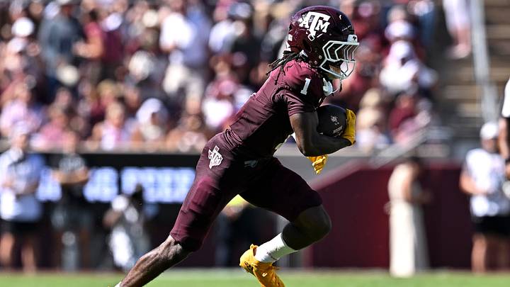 Sep 19, 2026; College Station, Texas, USA; Texas A&M Aggies wide receiver Mario Craver (1) runs the ball during the first half against the Kentucky Wildcats at Kyle Field. Mandatory Credit: Maria Lysaker-Imagn Images Sep 19, 2026; College Station, Texas, USA; Texas A&M Aggies wide receiver Mario Craver (1) runs the ball during the first half against the Kentucky Wildcats at Kyle Field. Mandatory Credit: Maria Lysaker-Imagn Images