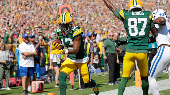 Former Virginia wide receiver Dontayvion Wicks scored his first touchdown of the 2024 NFL season for the Green Bay Packers on Sunday.