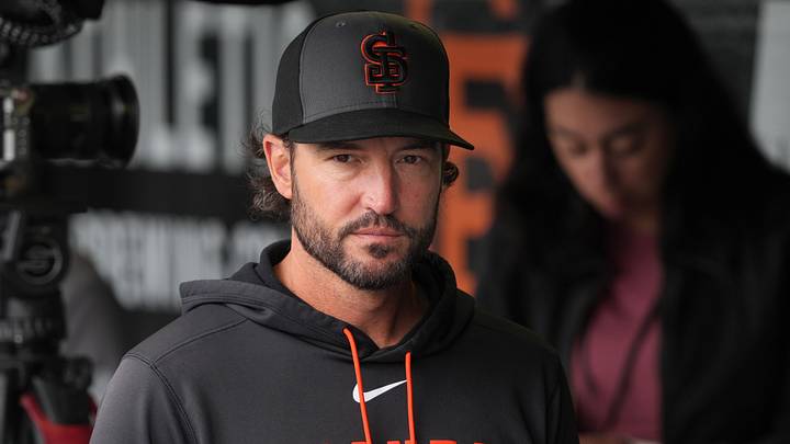 San Francisco Giants manager Tony Vitello (23) before the game.  Credit: Darren Yamashita-Imagn Images