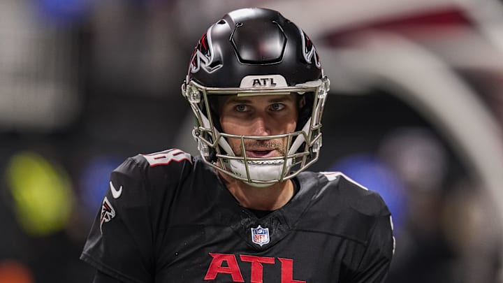 Jan 4, 2026; Atlanta, Georgia, USA; Atlanta Falcons quarterback Kirk Cousins (18) on the field before the game against the New Orleans Saints at Mercedes-Benz Stadium. Mandatory Credit: Dale Zanine-Imagn Images