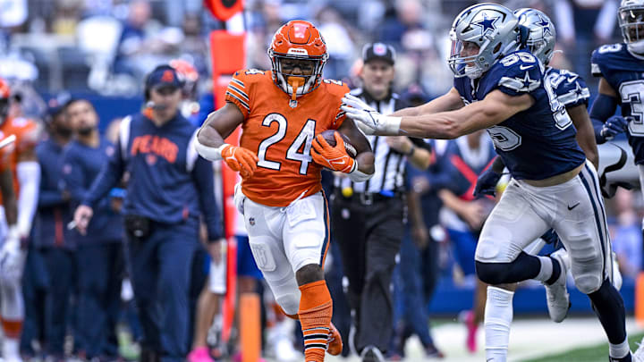 Trading Khalil Herbert to Dallas for a sixth-round pick might make an ESPN writer happy but would be of no benefit to Bears. Trading Khalil Herbert to Dallas for a sixth-round pick might make an ESPN writer happy but would be of no benefit to Bears.